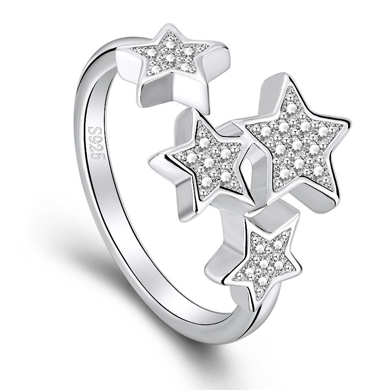 ZHOUYANG Adjustable Rings For Women Little Star Exquisite Personality Cubic Zirconia 3 Color Party Gift Fashion Jewelry KBR072