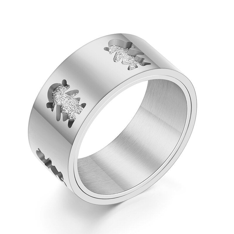 Fashion Boy Girl Rings Stainless Steel Family Ring For Women Men Unisex Finger Rings 10mm Hollow Jewelry Wedding Band Gifts