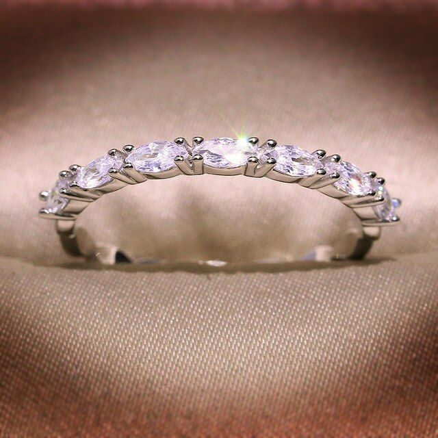 Trendy Luxury Wedding Rings for Women Band Jewelry Cubic Zircon Stone Engagement Ring Anillos Bijoux Bague Femme