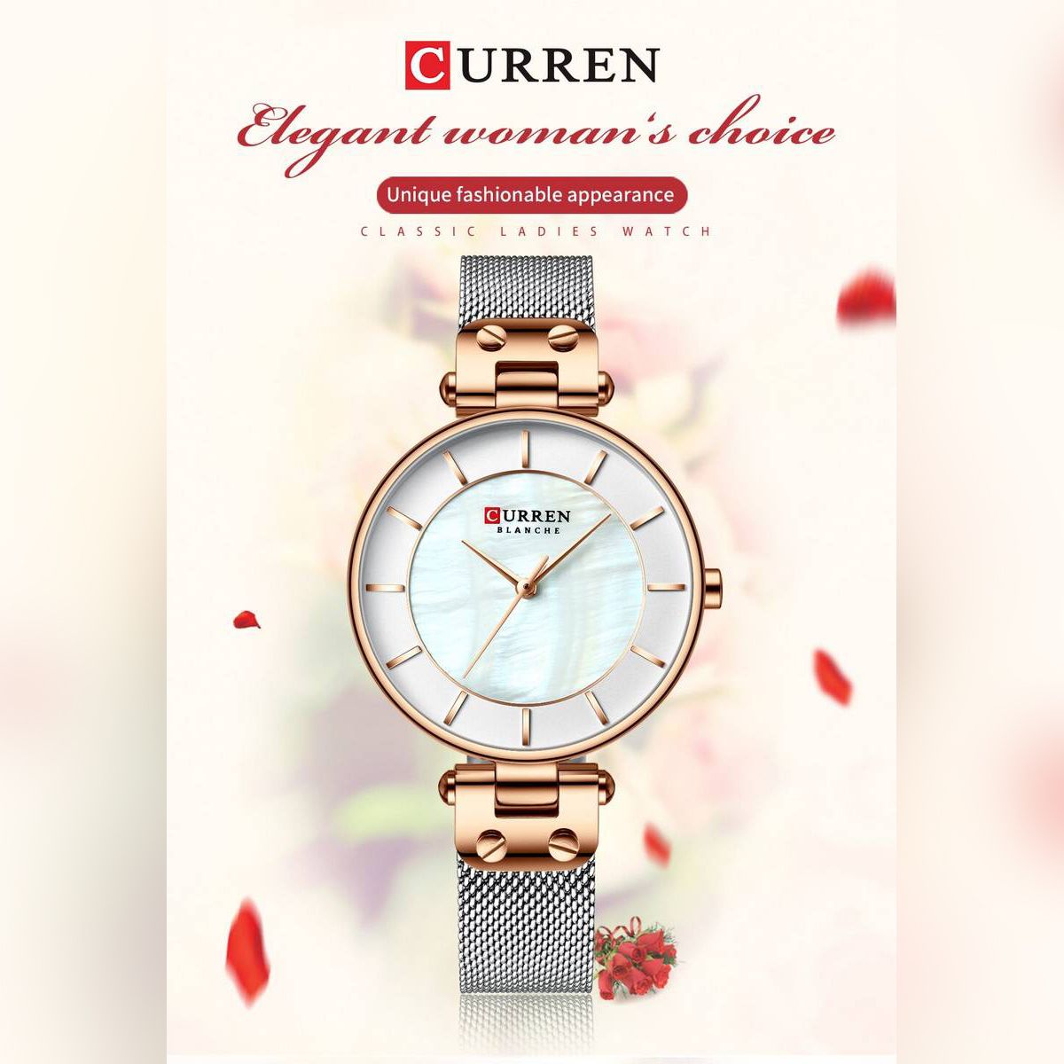 CURREN 9056 Watch Women Luxury Brand Ladies Dress Quartz Wristwatch Leather Waterproof Female Watches Girl Clock