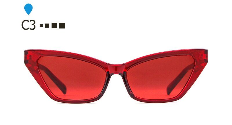 C3SORVINO 2020 Vintage Women Small Cat Eye Sunglasses Brand Designer Red Tortoiseshell Fashion 90s Cateye Sun Glasses Shades SP175