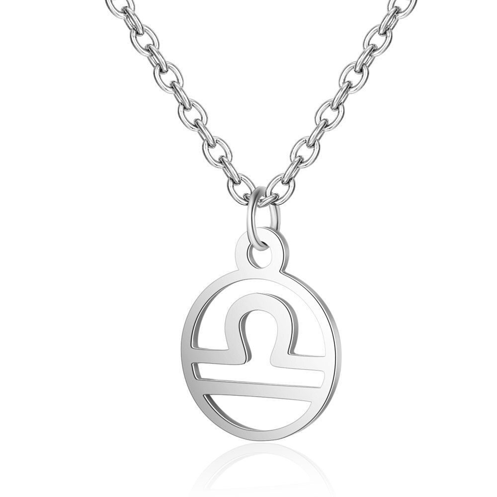 Oly2u 12 Constellation Zodiac Necklaces Stainless Steel Aquarius Jewelry for Women Kids Birthday Presents Collier(null)