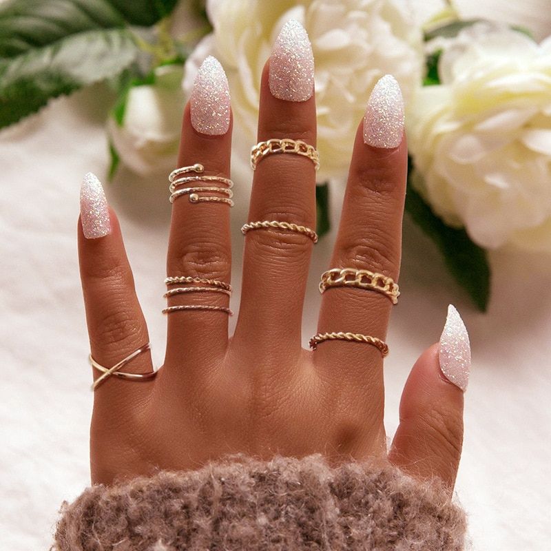 17pcs/Set Fashion Geometric Rings set for women Crystal Gold color Finger Ring 2020 Boho Ladies wedding Jewelry Gift(null)