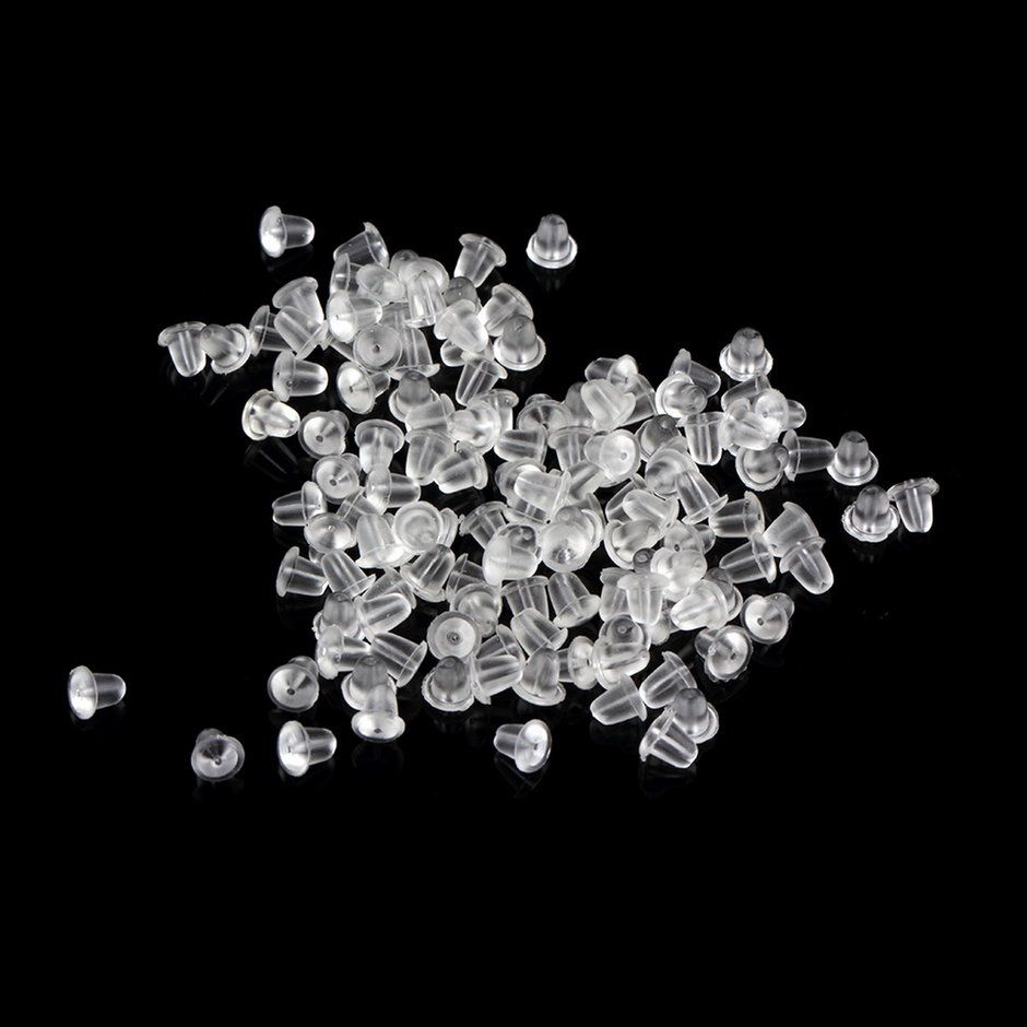 100pcs Bullet-shaped Rubber Earring Findings Backs Stoppers Ear Post Nut