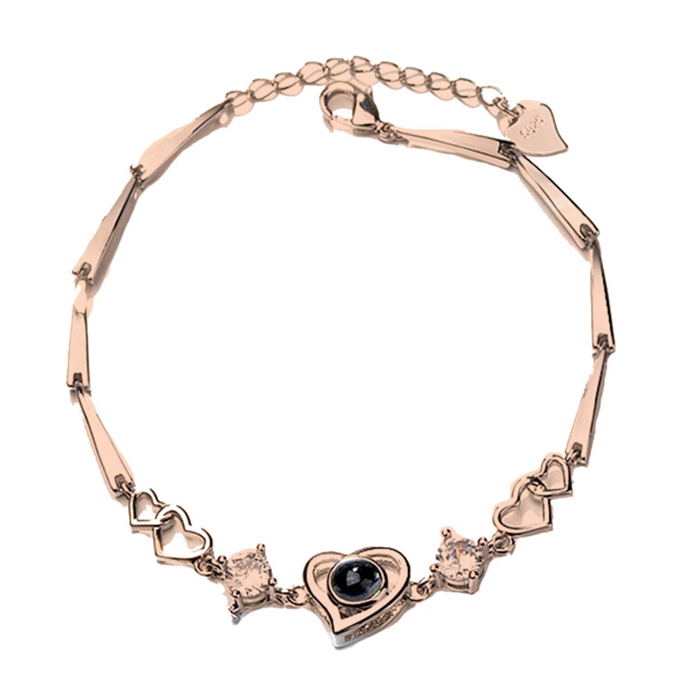 Fashion Heart Charm 100 Languages I Love You Projection Chain Bracelet Jewelry
