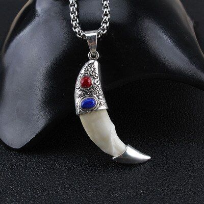 Fashion Brave Men Authentic Wolf Gog Teeth Spike Pendant Necklace Women Men Lucky Jewelry Classic Fang Tooth Amulet Necklace