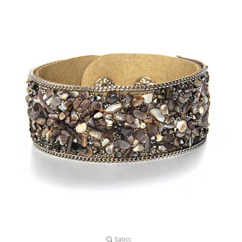 Irregular Crystal Stone Ethnic Wind Bracelet Gravel Leather Hand-made Rhinestone Bracelet For Women Fashion Jewelry