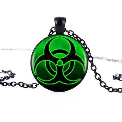 Biohazard Logo Pendant Necklace Charm Vintage Round Black Chain Pendant Necklace Women Jewelry Men Dress Accessories HZ1