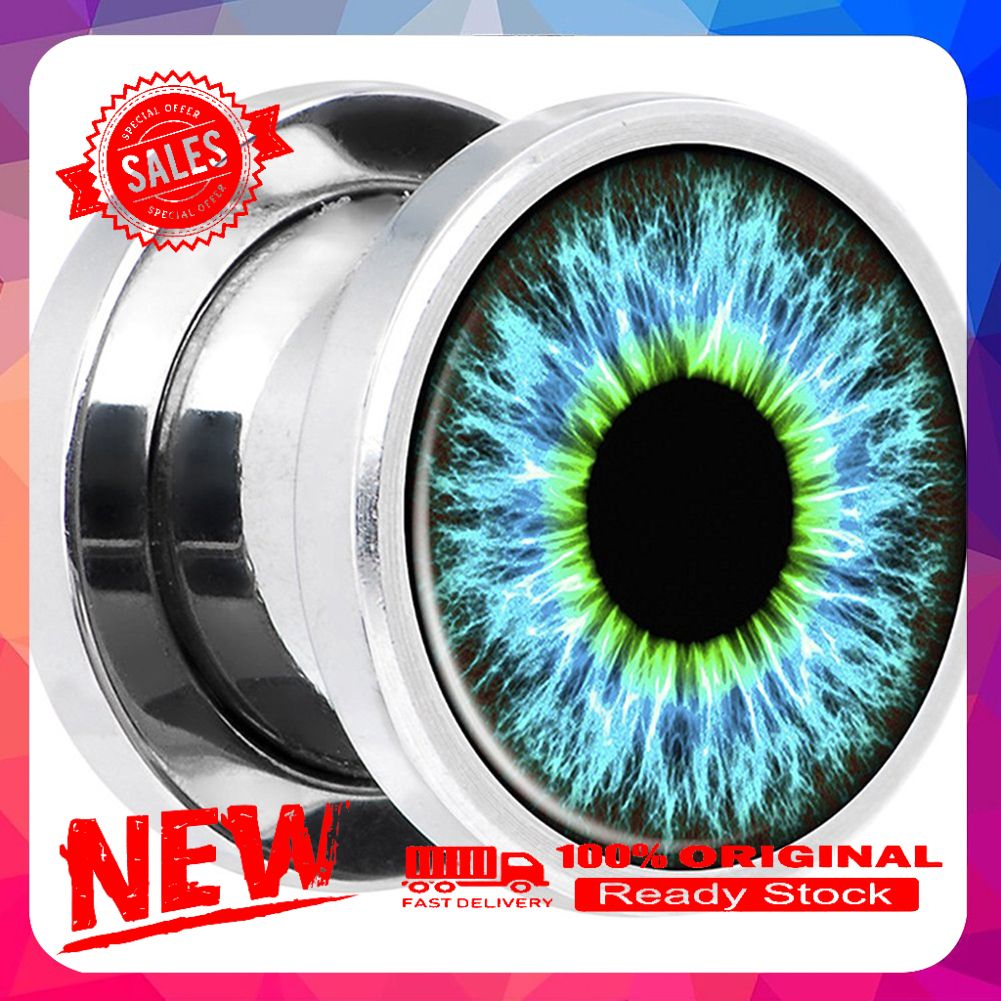 1Pc Unisex Enamel Eyeball Ear Plug Tunnel Expander Stretcher Piercing Jewelry