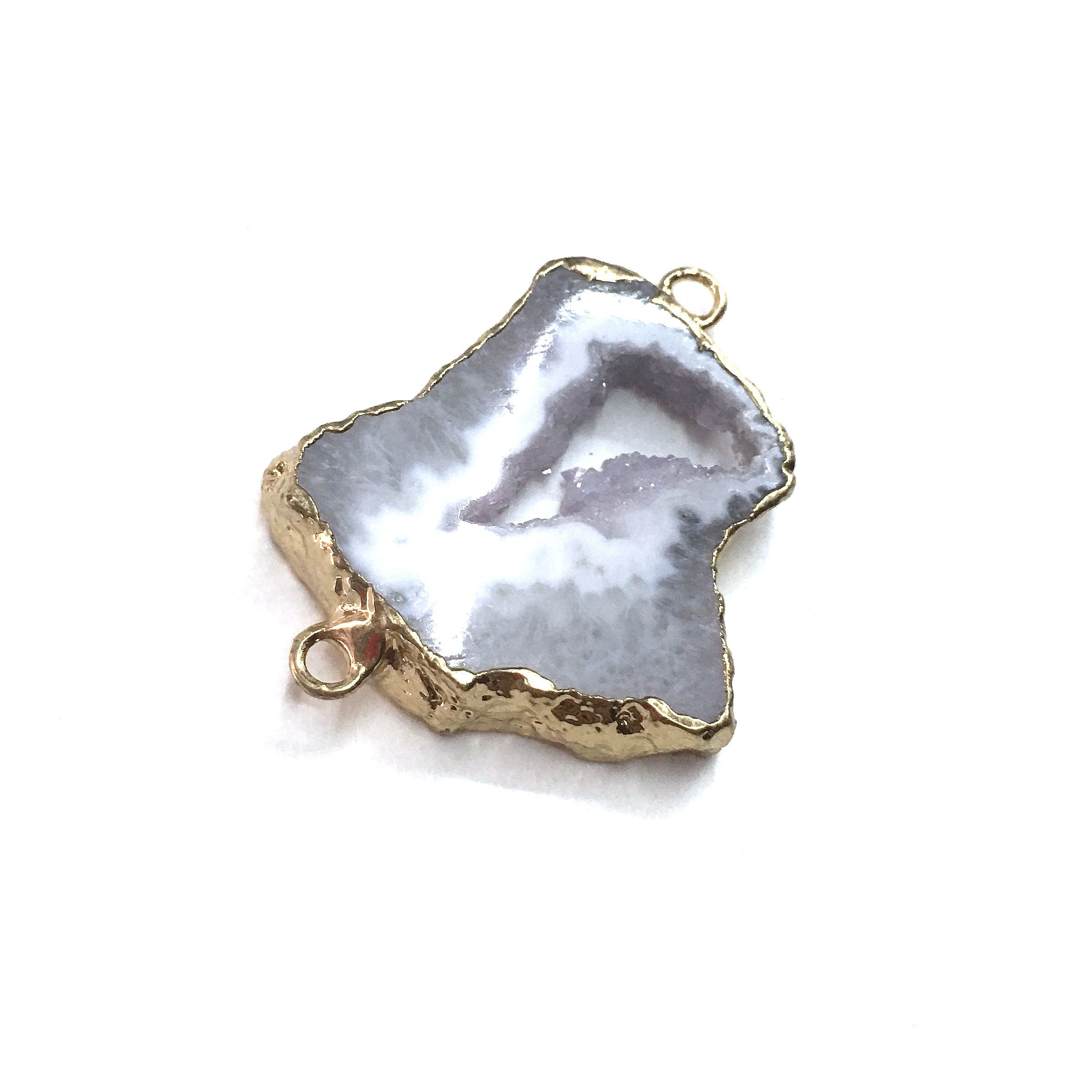 LE SKY Natural Agates Pendants Charms Connector Pendants for Jewelry Making DIY Accessories Fit Necklaces