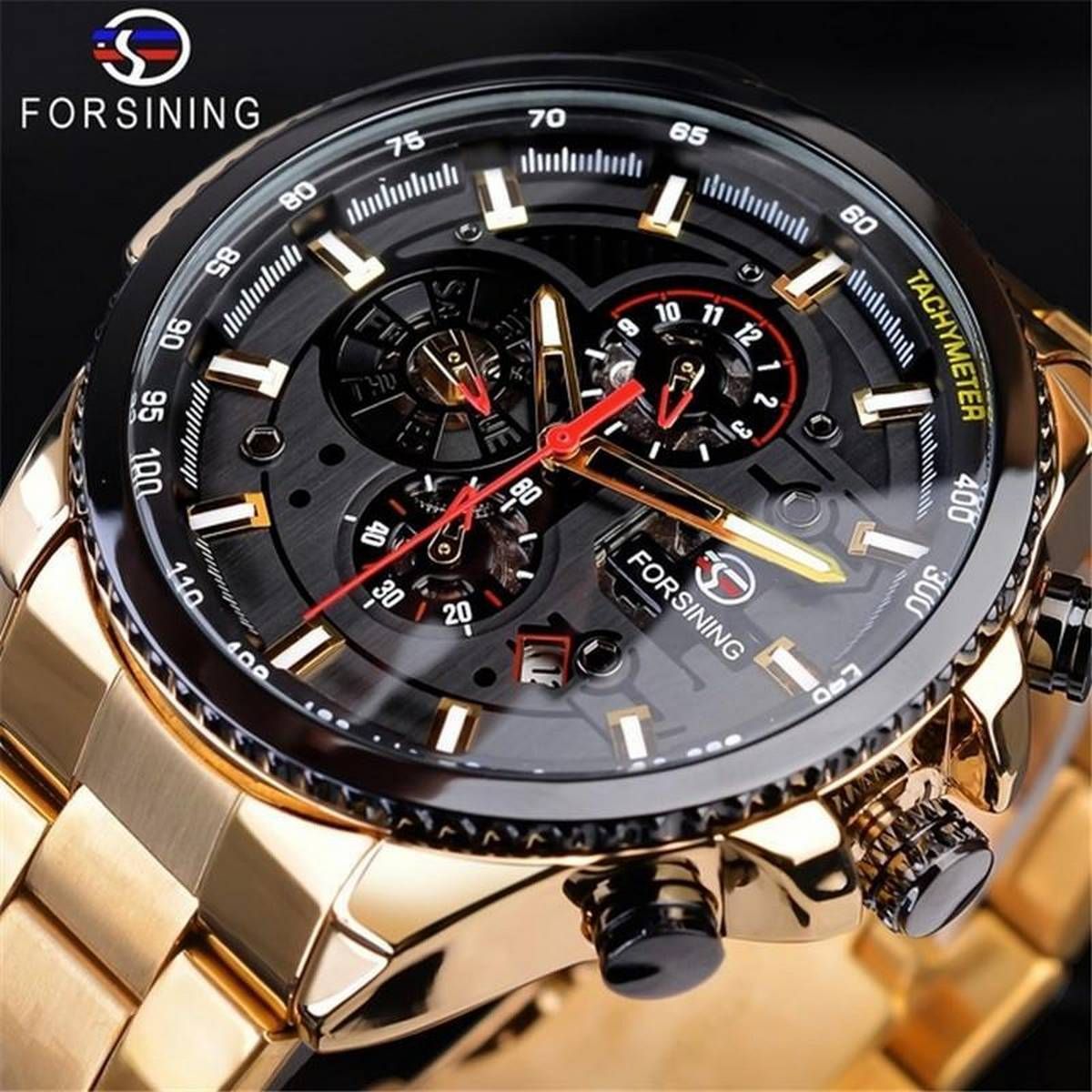 FORSINING F1137 Men's Mechanical Watches Calendar Waterproof Luminous Automatic Date Hollow Watch for Men