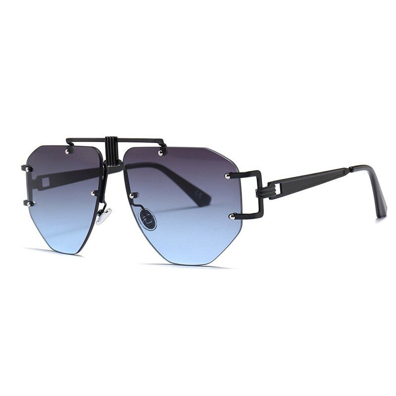 6New Fashion Oversized Rimless Sunglasses For Women 2021 Irregular Alloy Unique Frames Shades Ladies Shades oculos de sol UV400