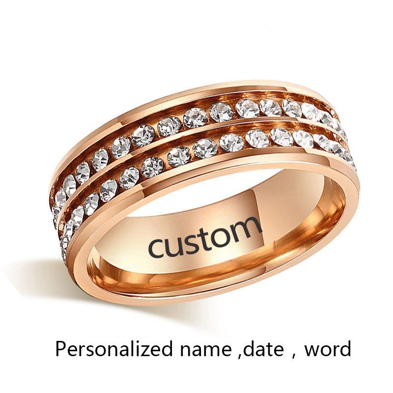 CACANA Stainless Steel Rings For Women Golden Double Row Fashion Jewelry Wholesale NO.R74