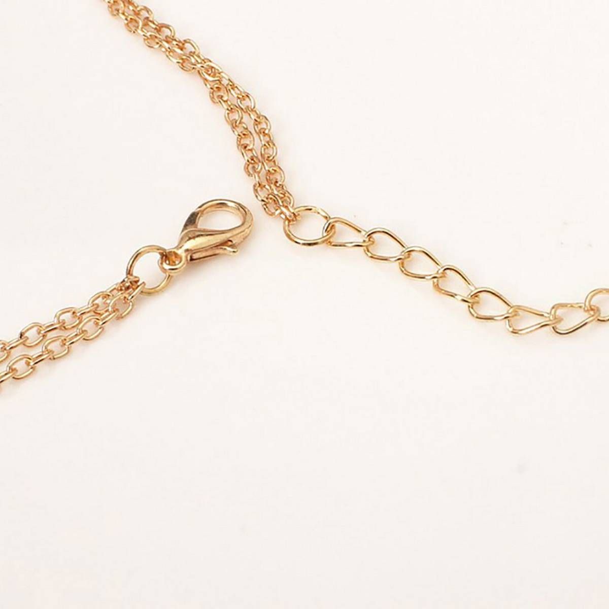 Women's Multilayer Rhinestone U Shape Charm Golden Tone Chain Pendant Necklace