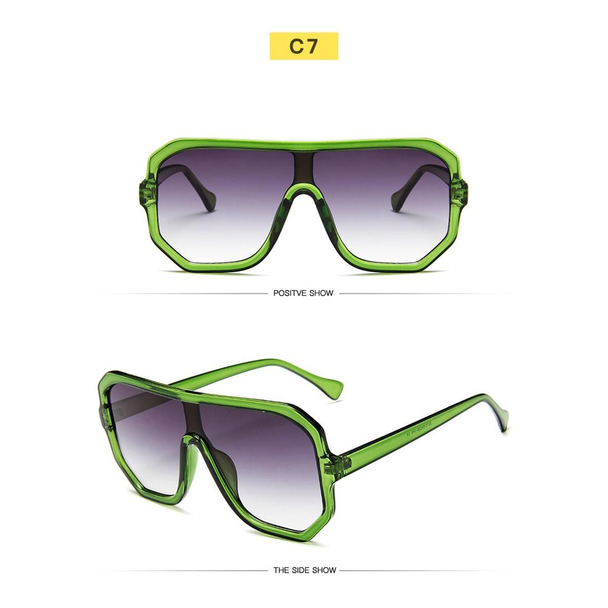 C7 Green GradualGreySquare Men Sunglasses 2021 Sun Glasses Women Gradual Glasses Fashion Oversized Leopard Goggle Eyewears UV400 Gafas de sol