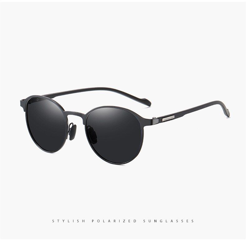 black blackPackage BMen Round Polarized Sunglasses Men Women Vintage Rays Brand Designer Semi-Rimless Driving Sun Glasses UV400 Protection