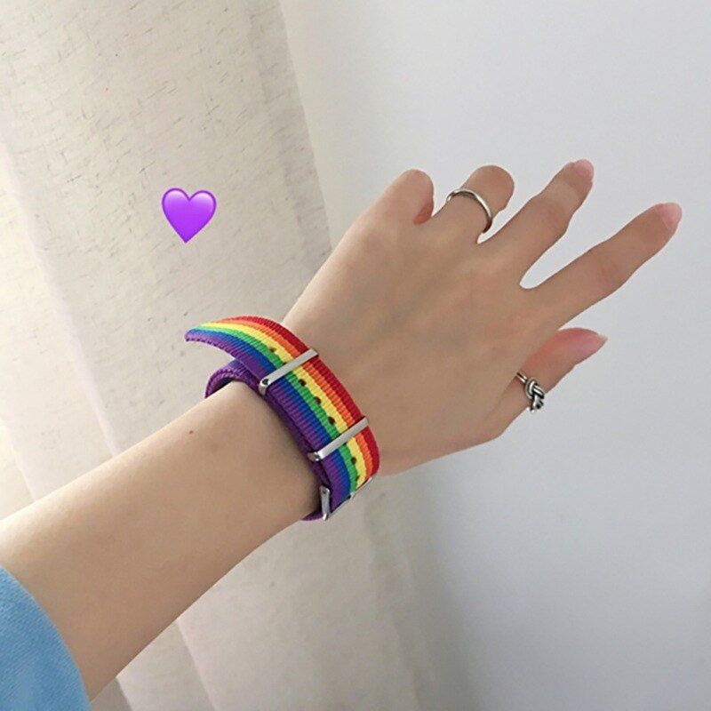 Nepal Rainbow Lesbian LGBT Bracelet Pride Woven Braided Men Women Couple Friendship Jewelry