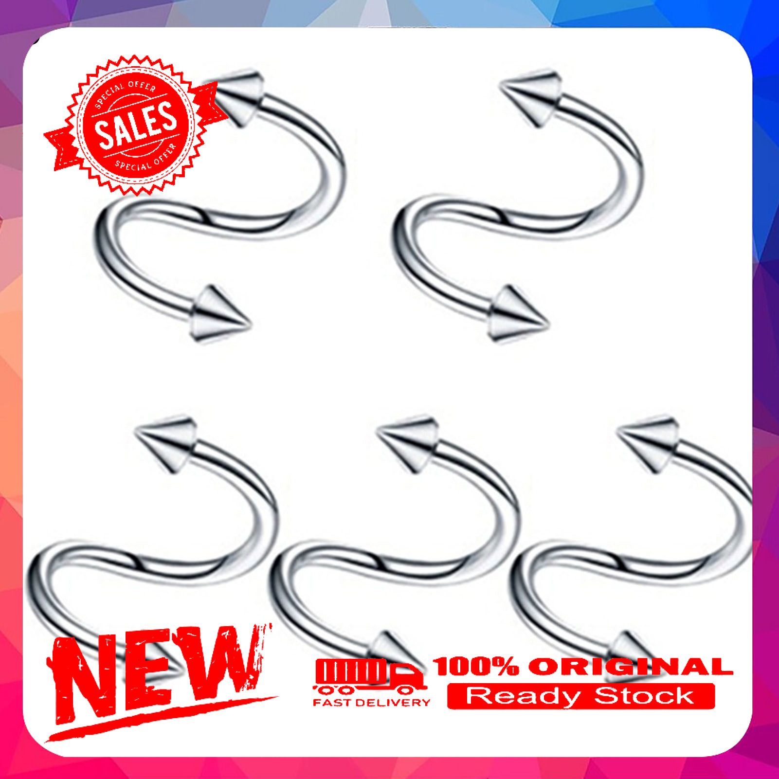 5Pcs Stylish Lip Ring Anti-rust Stainless Steel Shiny All Match Nose Ring for Club