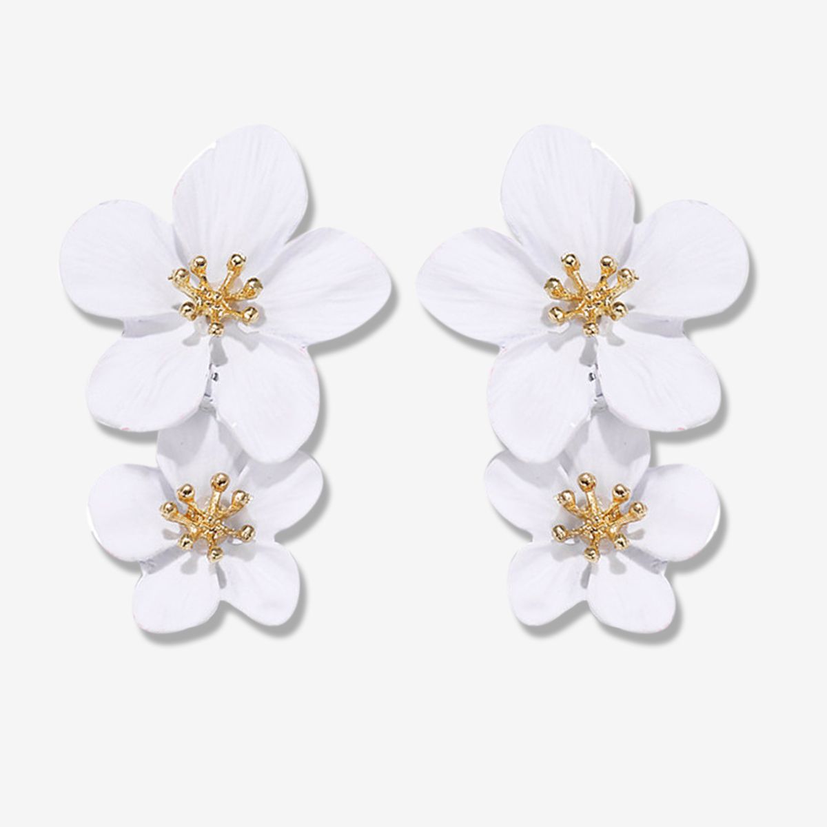 Beaury Flower Earrings Multicolor Double Flowers Dangle Earings Female