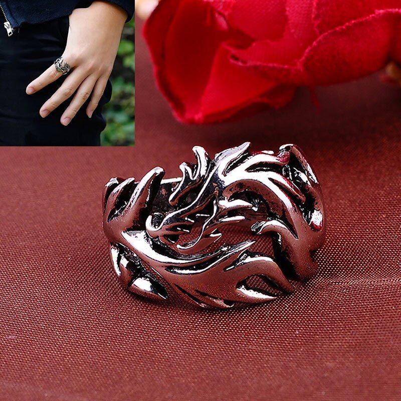 Fashion Men Finger Ring Evil Eye Dragon Pattern Punk Goth Stainless Steel Rings Jewelry HSJ88