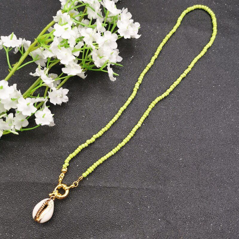 JCYMONG 17 Color Bead Choker Necklace For Women Bohemian Shell Cowrie Pendant Necklace Female Fashion Beach Collier Jewelry 2021