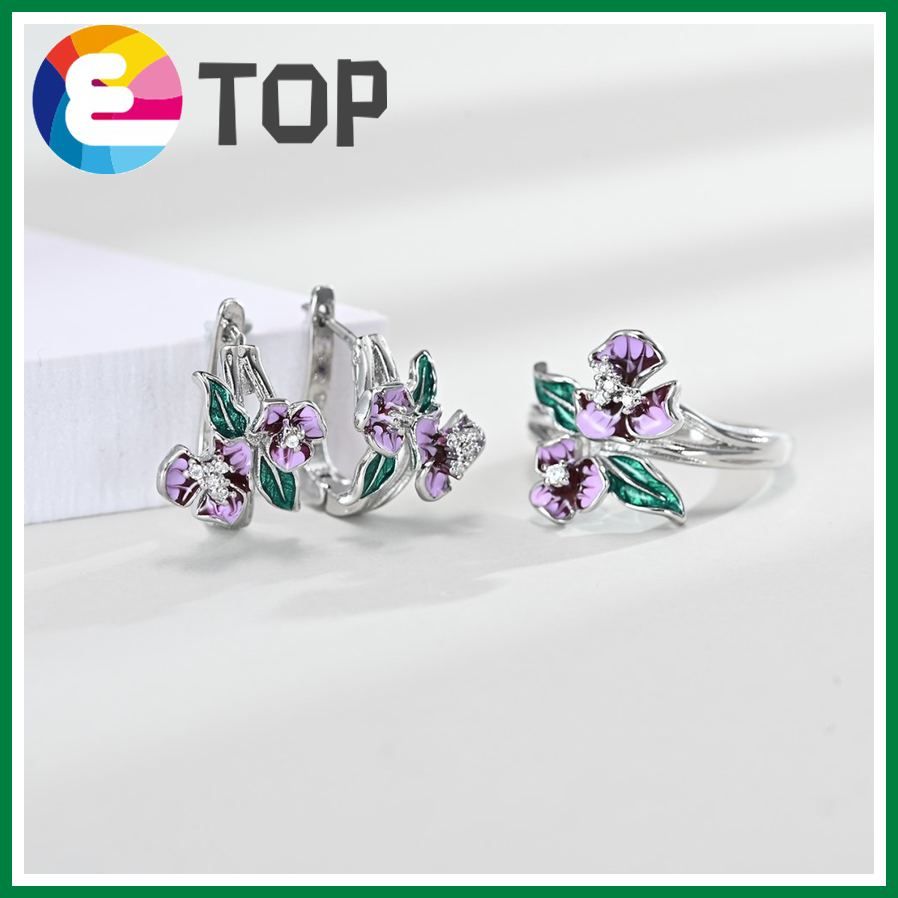 Enamel Necklace Flower Drop Glue Pendant European And American Ring Earrings Wedding Suit Women