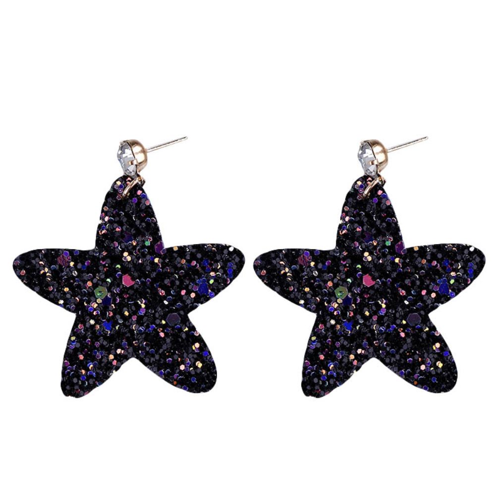 Sweet Sequins Pentagram Dangle Ear Stud Earrings Women Jewelry Birthday Gift