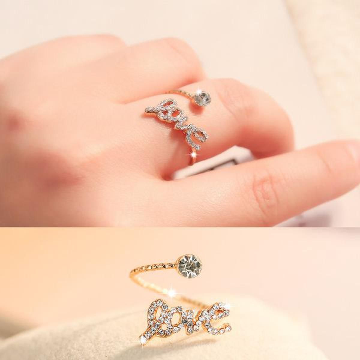 Crystal  Adjustable Love Women  Ring