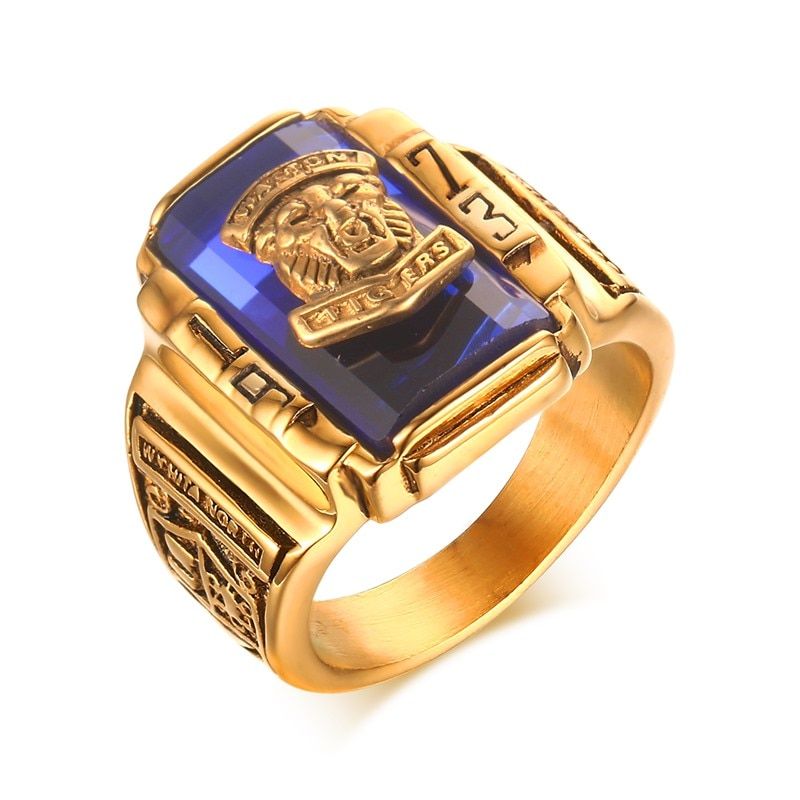 Vnox Men Vintage Signet Ring for Male Jewelry 1973 Walton Tiger High School Stainless Steel Metal