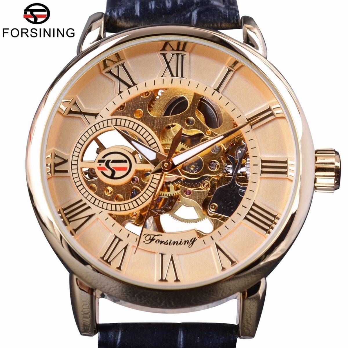 Forsining Roman Retro SeriesLogo Designer Men Mechanical Watches Top Brand Luxury Skeleton Male Golden Wrist Watch Clock Men