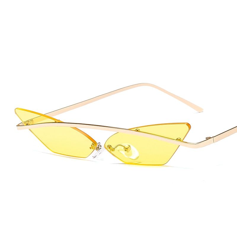 c2D&T 2020 Fashion Sunglasses Unisex Multicolor Small Triangle Sun Glasses Vintage Women Cateye Eyewear Frameless Sunglass