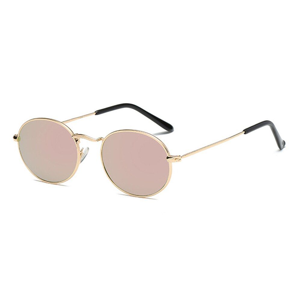 C7PinkFOOSCK Fashion Men Women 3547 Oval Metal Style Mirror Lens Sunglasses Vintage Brand Design Sun Glasses Oculos De Sol
