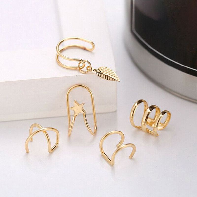 5pcs Ear Cuffs Leaf Clip Earrings for Women No Piercing Earring Accessories Gift