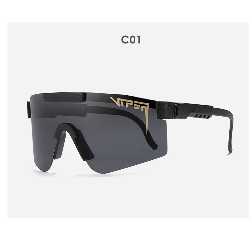 2021 luxury oversized Sunglasses polarized mirrored RED lens tr90 frame uv400 protection Men Sport pit viper sun glasses-PV C1-Top quality
