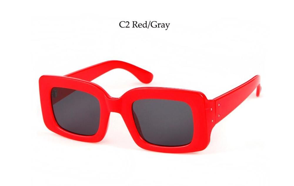 C2 red grayWhite Square Sunglasses Luxury Vintage Brand Rivet Shades 90s Glasses Retro Designer Tortoiseshell Big Frame Sunglasses UV400