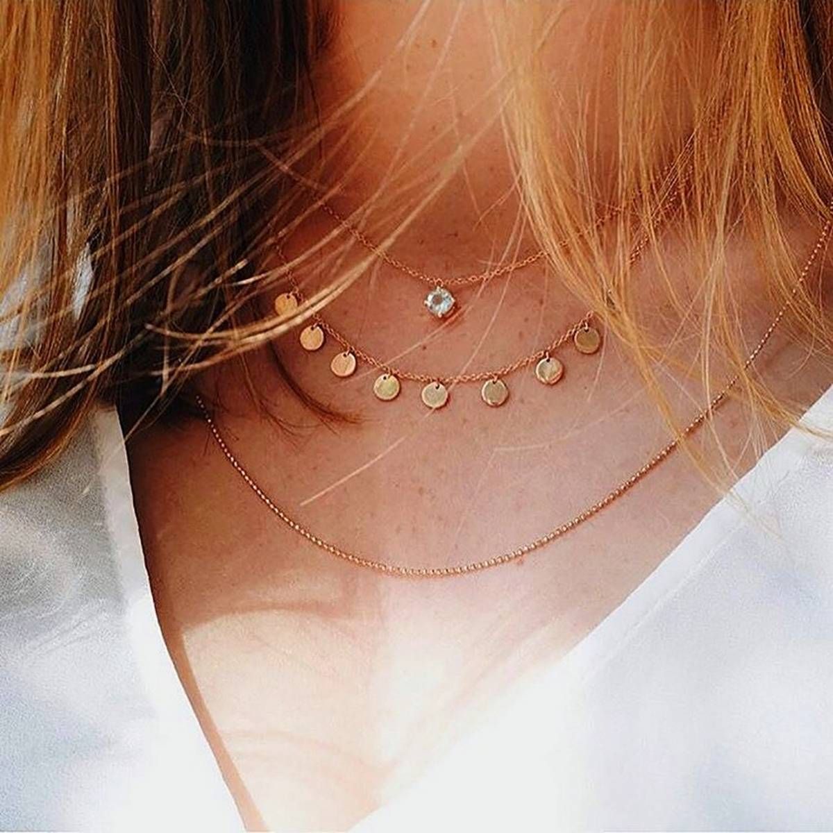 MAA-OE Bohemian Multi layer Pendant Necklaces For Women Fashion Golden Geometric Charm Chains Necklace Jewelry Wholesale