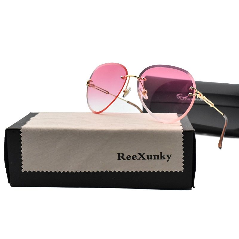 Fashion Designer Sunglasses Women 2021 Rimless Vintage Glasses Classic Pilot Frame Sun Glasses Shades For Womens zonnebril dames