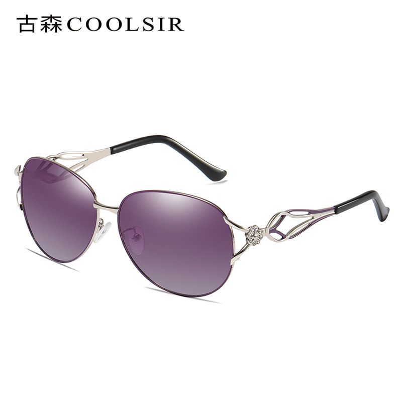 Twisted metal rhinestone frame polarized UV protection sunglass, driving glass for women