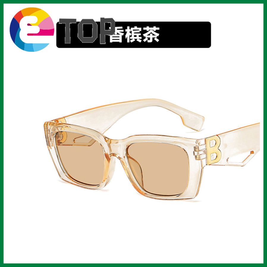 Letter B accessories square small frame sunglasses personalized sunglasses European and American hollow sunglasses