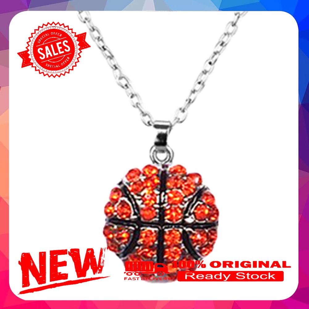 Unisex Rhinestone Basketball Rugby Soccer Pendant Chain Necklace Jewelry Gift