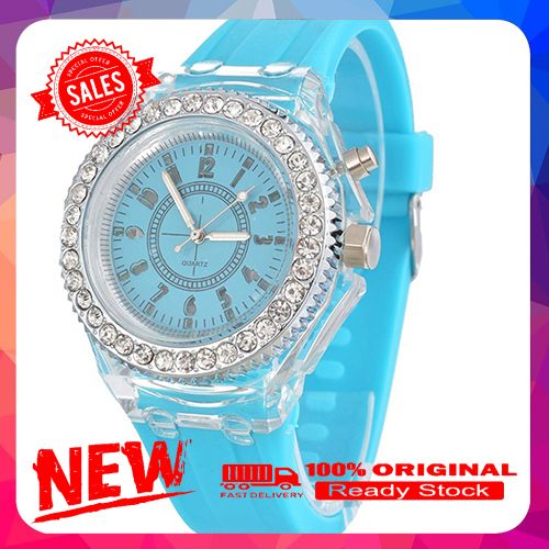 Vist Fox Men Women 7 Colors Changing Luminous Rhinestone Geneva Lovers Wrist Watch
