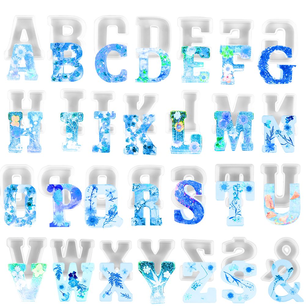 1 Piece Small Letter Resin Mold 3D Capital Alphabet Epoxy Resin Casting Moulds For Home Office Desktop Decoration