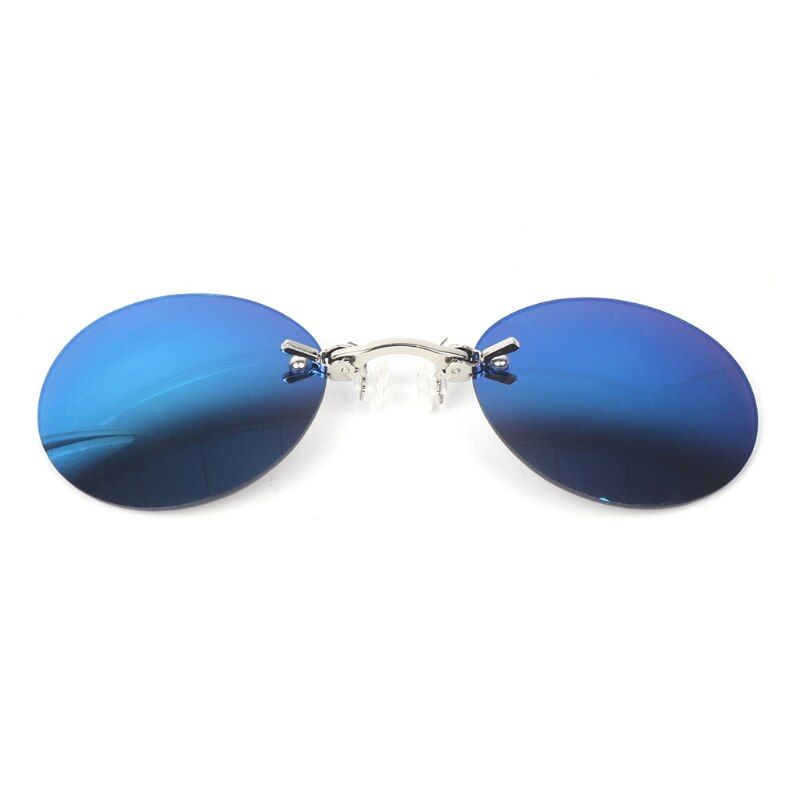 blRetro Sunglasses Round Vintage Unisex Eyewear Mirror Nose Clip Mini Metal Goggle for men