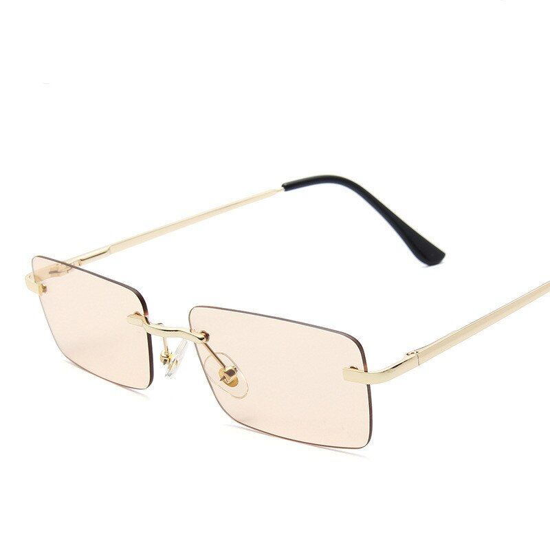Light brownRectangle Ladies Sunglasses Women Brand Luxury Rimless Square Polarized Sun Glasses For Ladies Zonnebril Dames sunglasses 2020