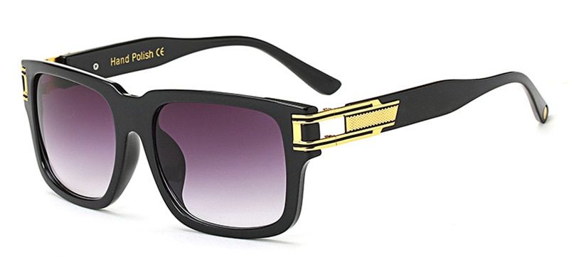 Glossy Black GreySHAUNA 7 Colors Fashion Alloy Hinge Men Square Sunglasses Brand Designer Vintage Women Gradient/Clear Lens UV400