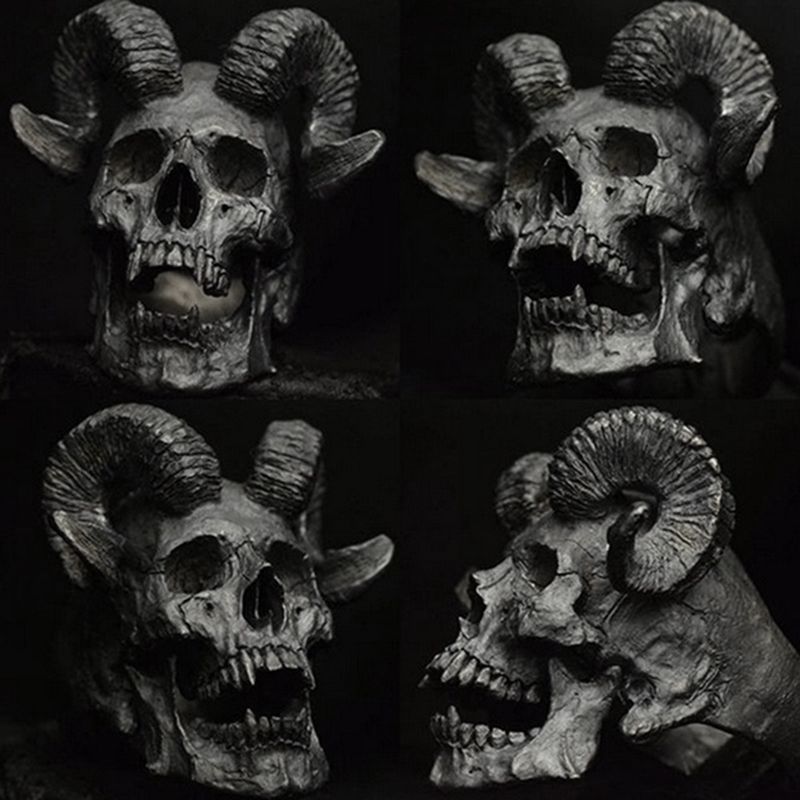 Retro Punk Satan Goat Skull Stainless Steel Locomotive Ring Fashionable Men's Gothic Jewelry Gift Skull Personality 11