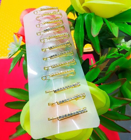 12pcs Multicolor Rhinestone Brooch Safety Scarf Pins For Women