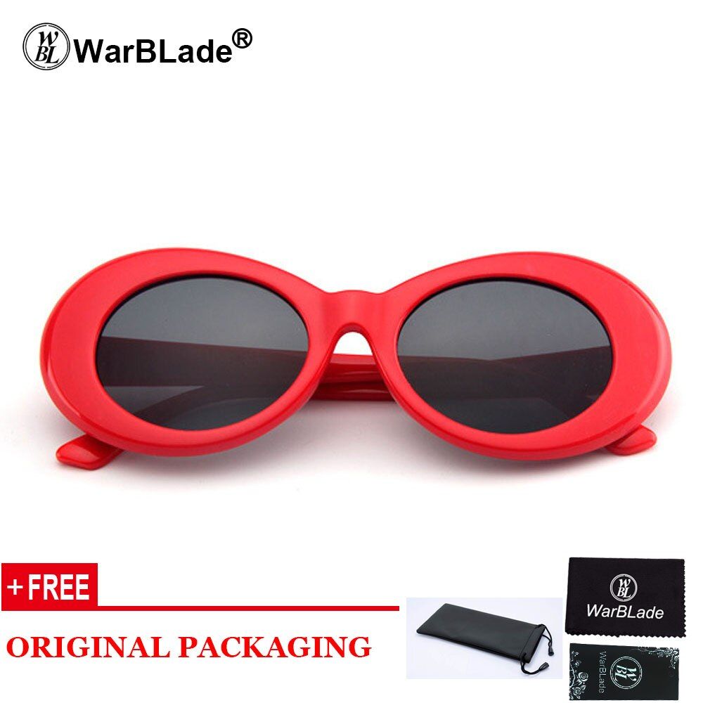 red greyKurt Cobain Fashion Sunglasses Transparent Clear Lenses Glasses Vintage NIRVANA Oval Eyewear Classic Sun Glasses