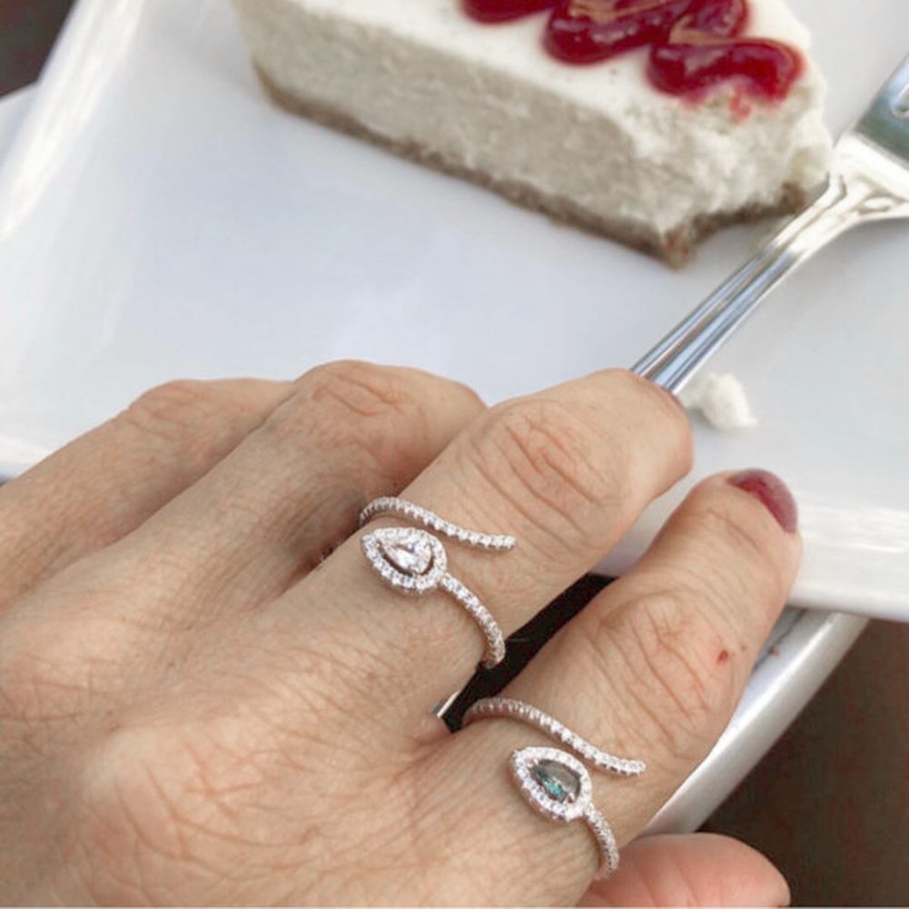 Fashion Women Snake Birth Rhinestone Finger Ring Adjustable Opening Jewelry Gift