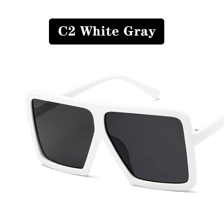 white grayHigodoy Luxury Brand Square Vintage Women Oversized Sunglasses Retro Ladies Big Frame Goggle Sun Glasses Female Black Sunglasses